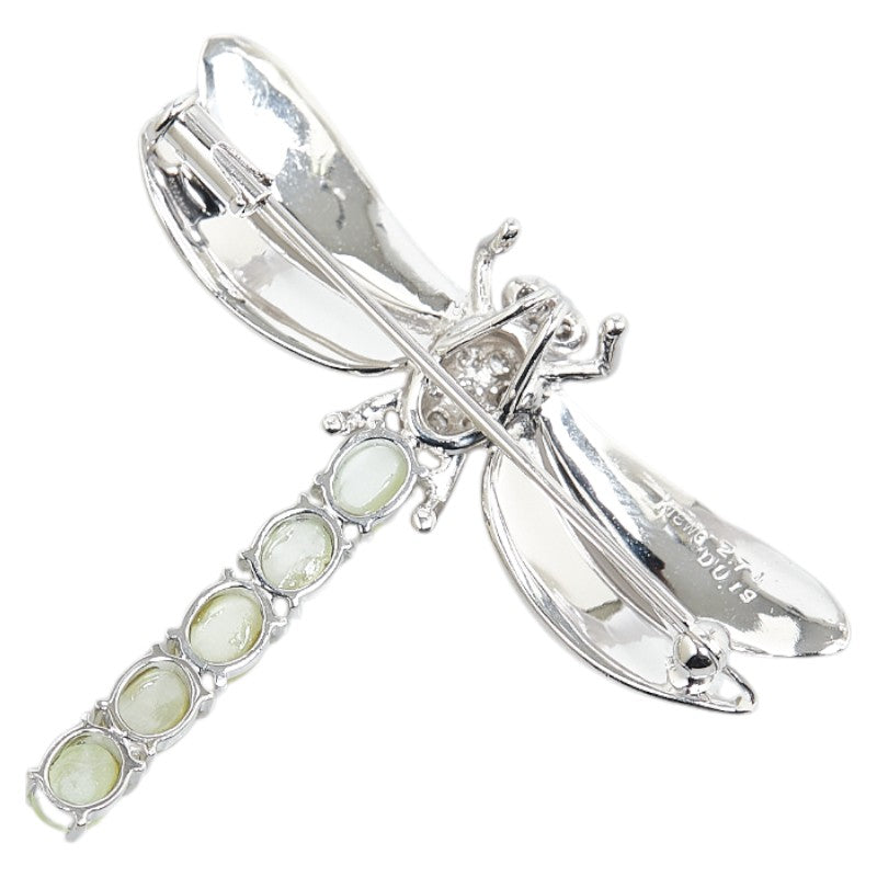 K18WG White Gold Cat's Eye 2.71ct Diamond 0.19ct Dragonfly Pendant Brooch