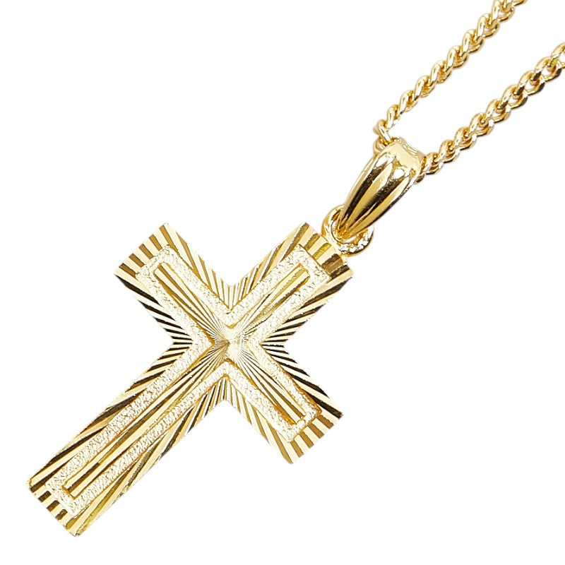 K18YG Yellow Gold Cross Necklace in Great Condition