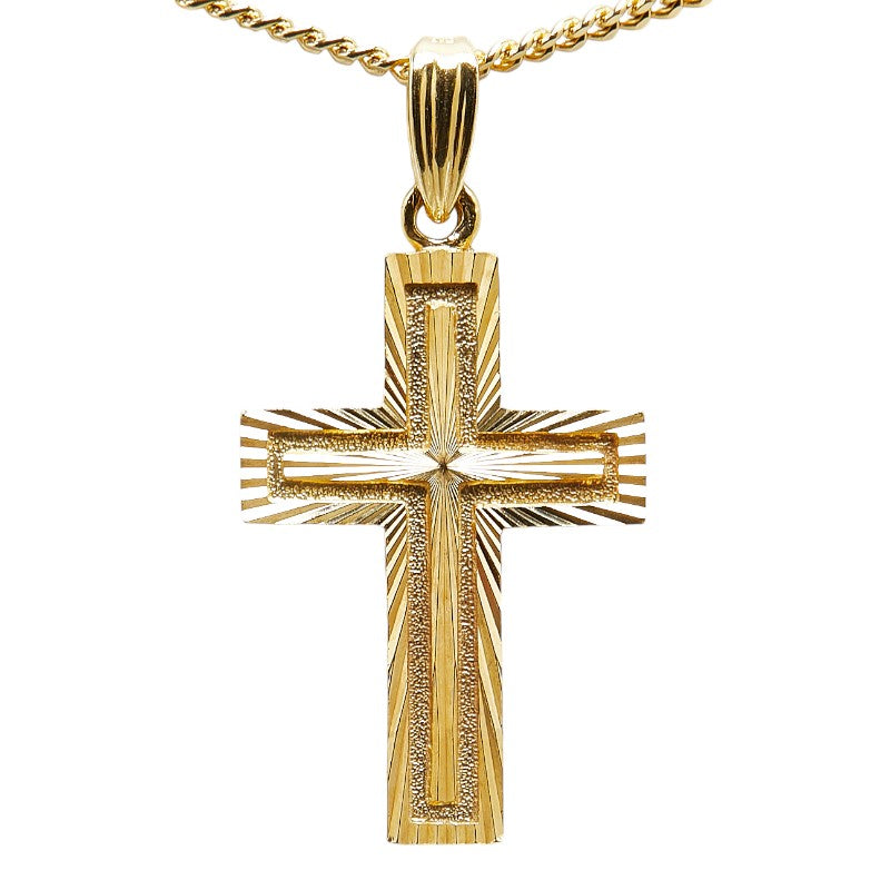 K18YG Yellow Gold Cross Necklace in Great Condition