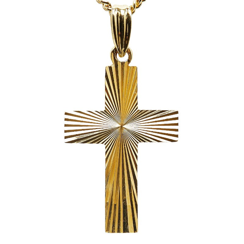 K18YG Yellow Gold Cross Necklace in Great Condition