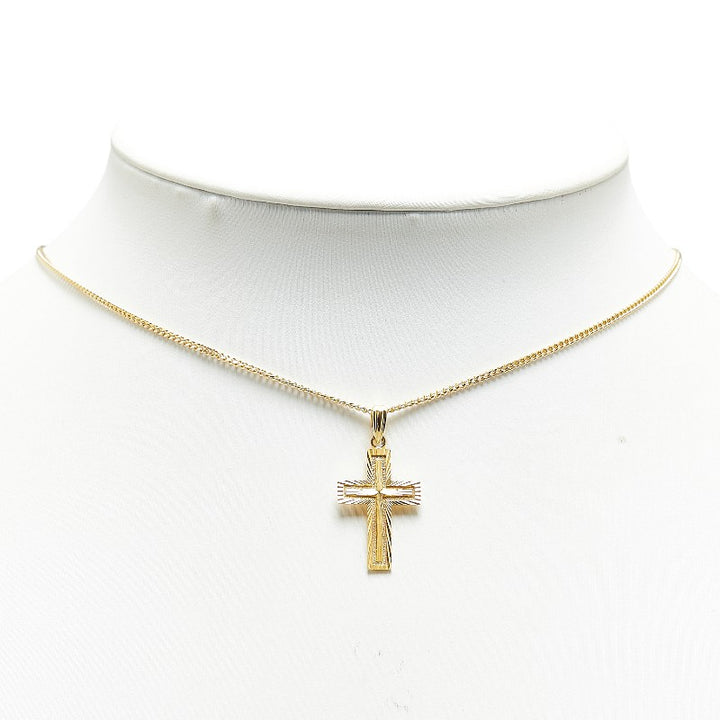 K18YG Yellow Gold Cross Necklace in Great Condition