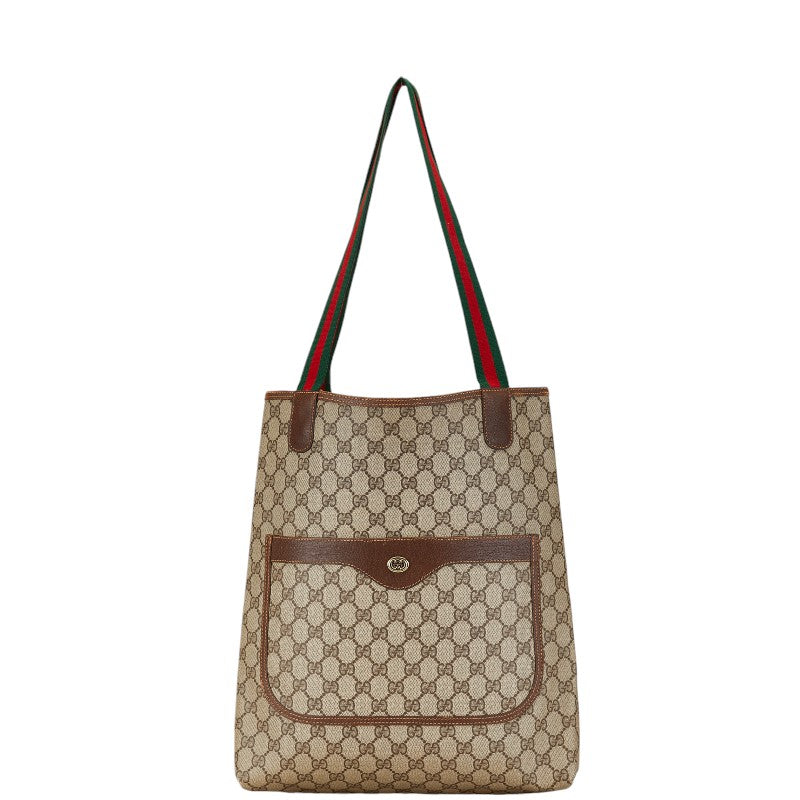 Gucci GG Supreme Tote Shoulder Bag Beige Brown