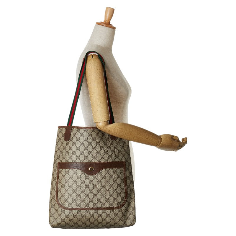 Gucci GG Supreme Tote Shoulder Bag Beige Brown