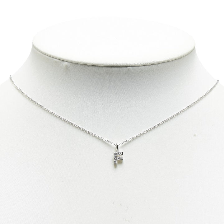 K18WG White Gold Diamond Initial F Necklace in Great Condition