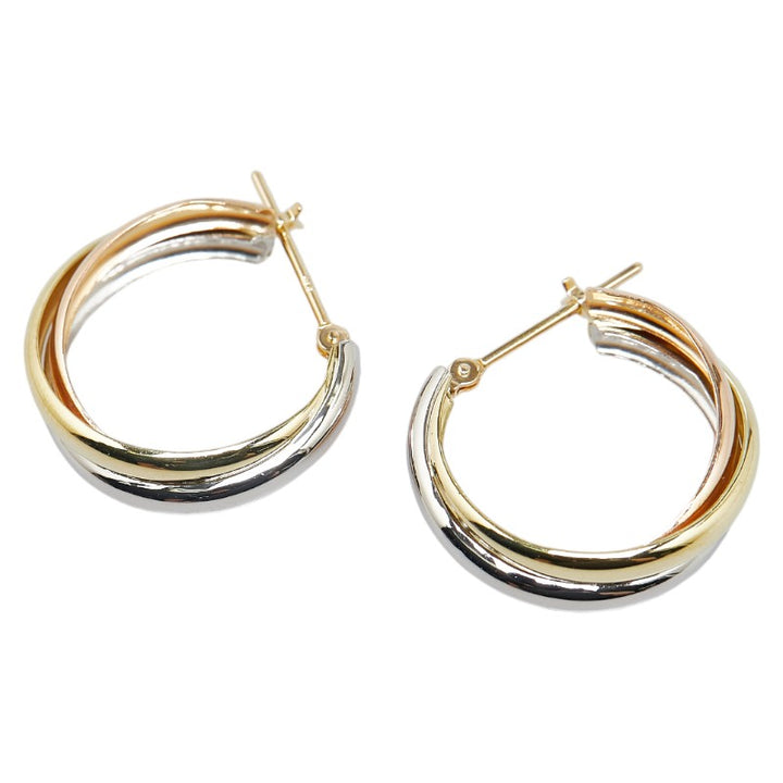 K18 Gold Three-Color Hoop Earrings in Excellent Condition