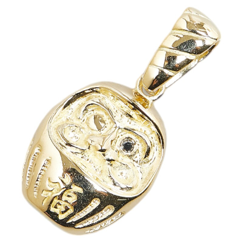 K18YG Yellow Gold Black Diamond Daruma Pendant in Excellent Condition