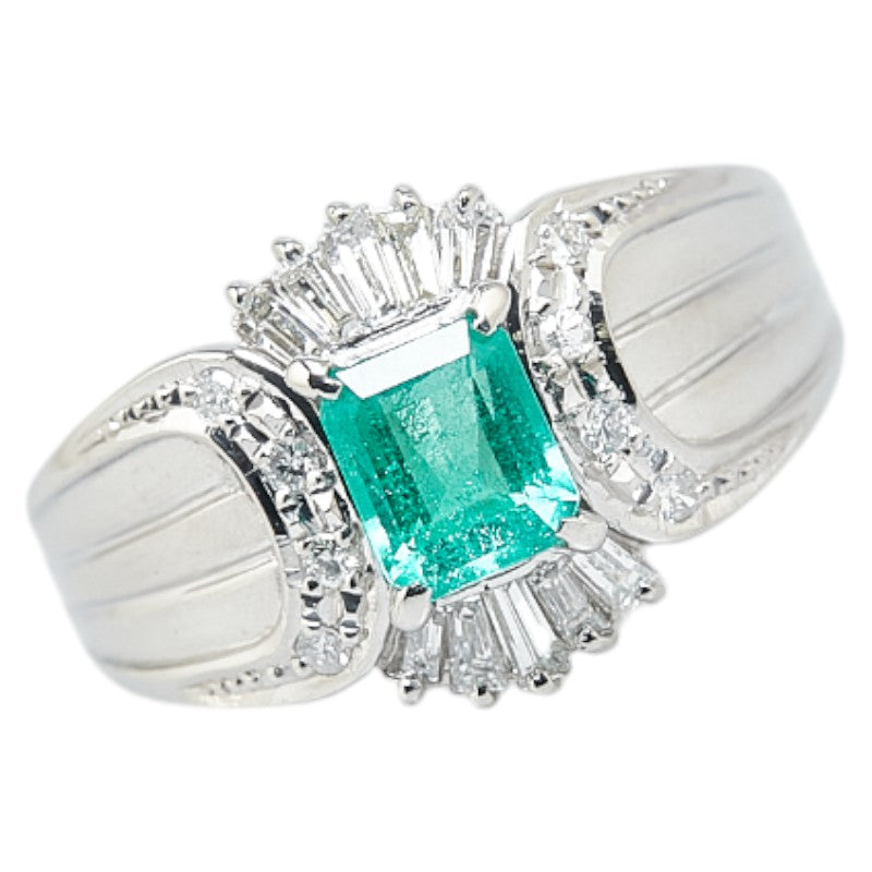 Pt900 Platinum Emerald 0.60ct Diamond 0.39ct Ring