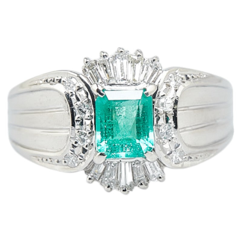 Pt900 Platinum Emerald 0.60ct Diamond 0.39ct Ring