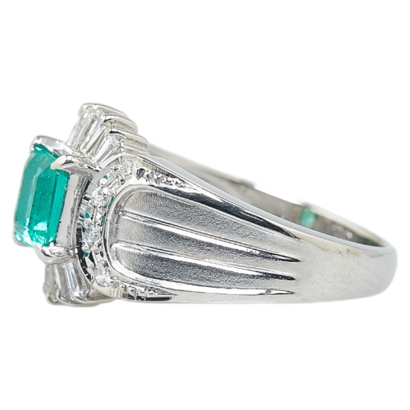 Pt900 Platinum Emerald 0.60ct Diamond 0.39ct Ring