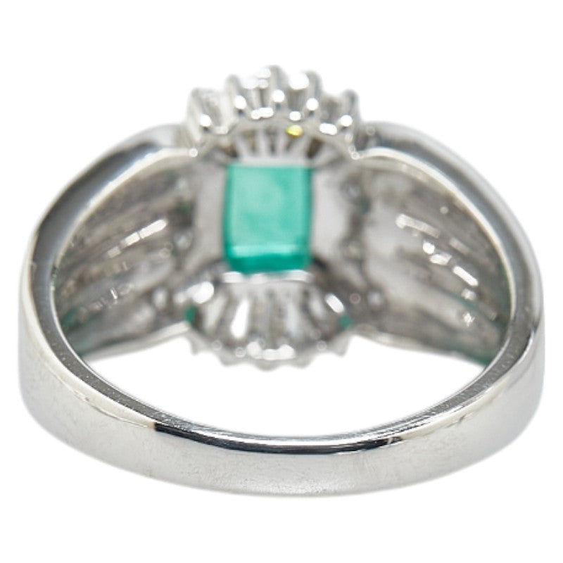 Pt900 Platinum Emerald 0.60ct Diamond 0.39ct Ring