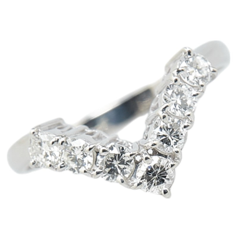 Pt900 Platinum Diamond V-Shaped Ring in Great Condition