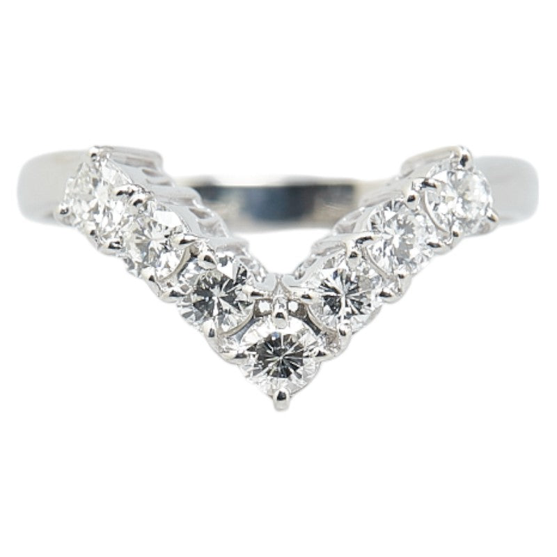 Pt900 Platinum Diamond V-Shaped Ring in Great Condition