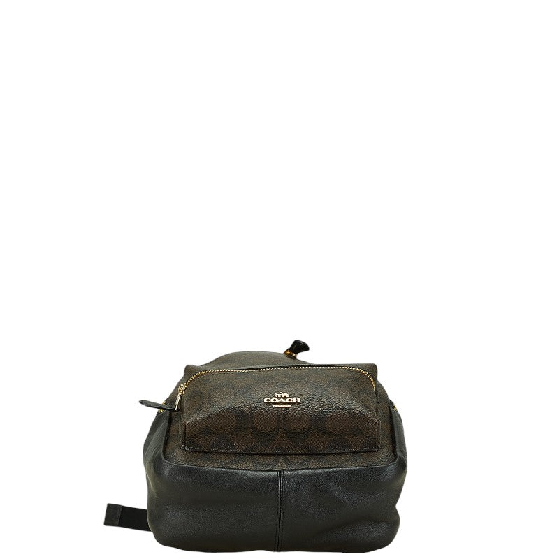 Coach Signature Backpack F58315 Dark Brown Black PVC Leather