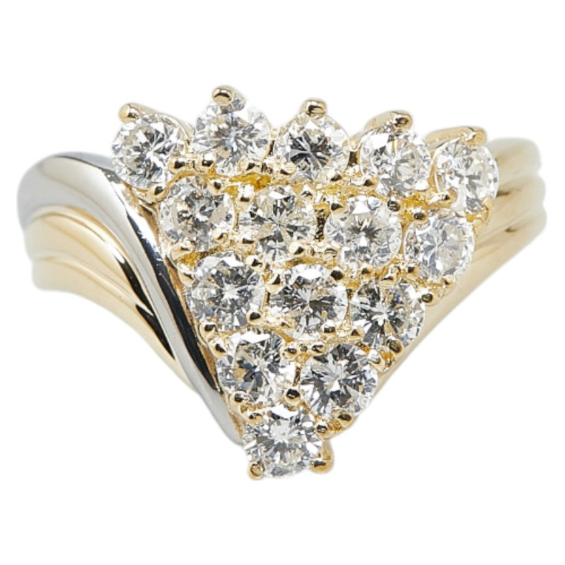 K18YG Yellow Gold Pt850 Platinum Diamond Ring 1.13ct