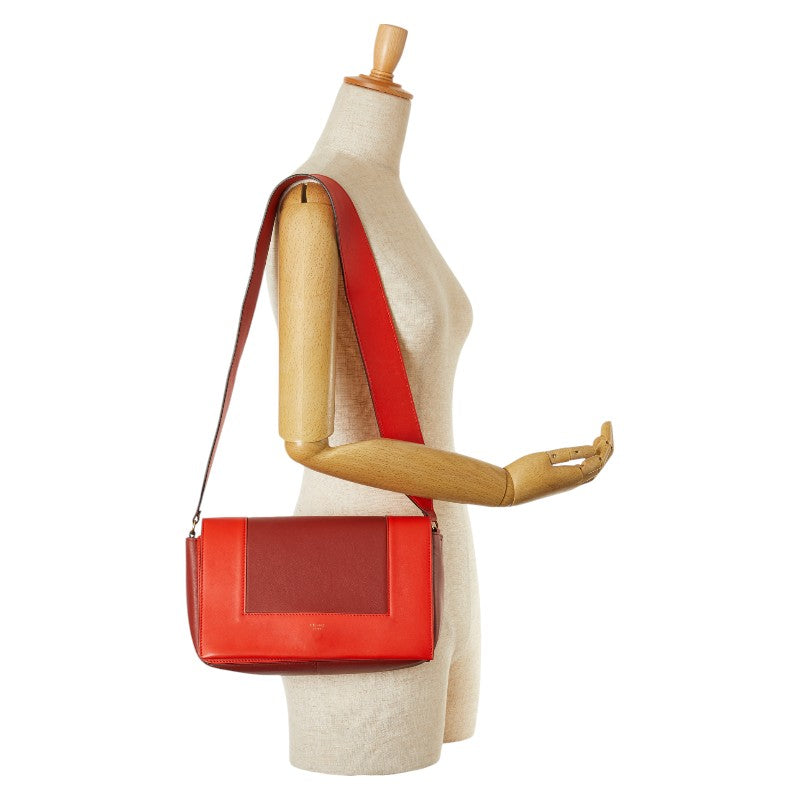 Celine Medium Leather Shoulder Bag Red