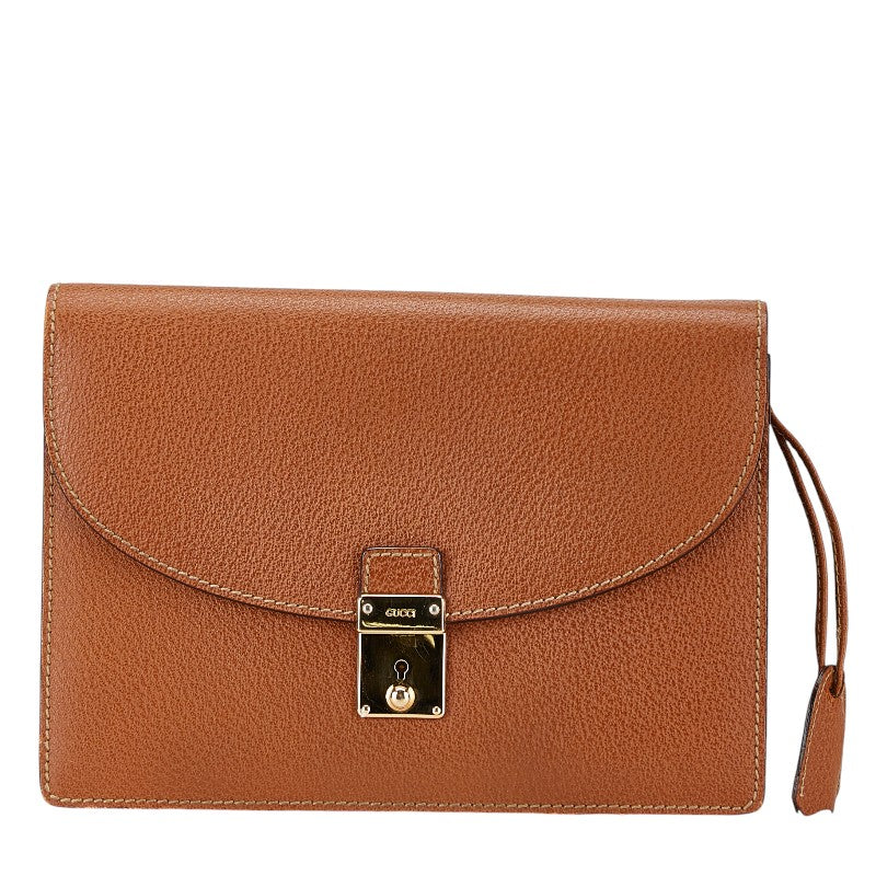 Gucci Leather Clutch Bag Brown