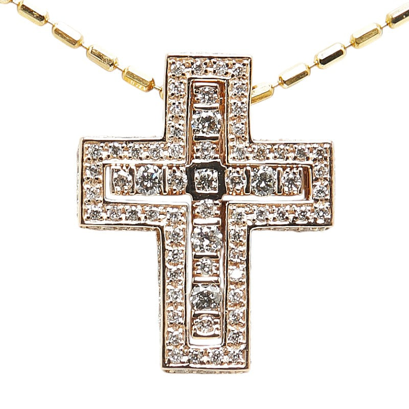 K18YG Gold Diamond Cross Pendant Necklace