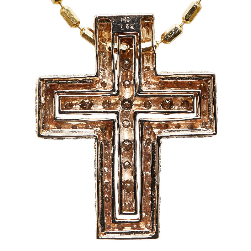 K18YG Gold Diamond Cross Pendant Necklace