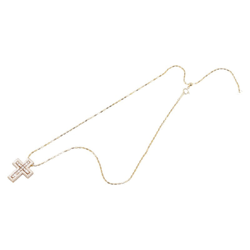 K18YG Gold Diamond Cross Pendant Necklace