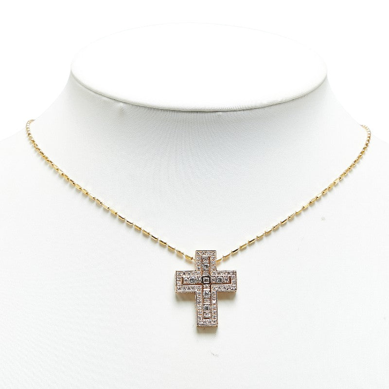 K18YG Gold Diamond Cross Pendant Necklace