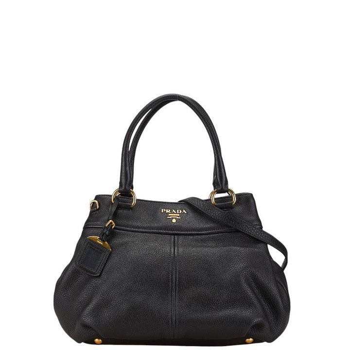 Prada Leather 2WAY Tote Bag Black