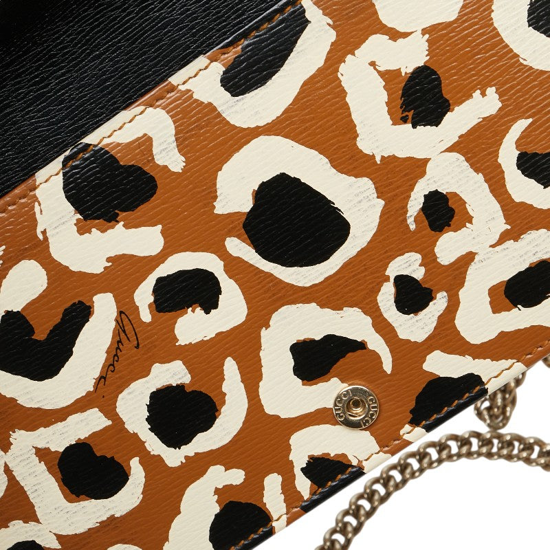 Gucci Leopard Chain Wallet Shoulder Bag