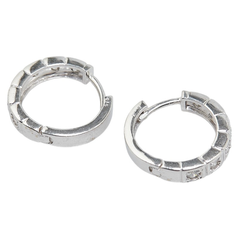 K18WG White Gold Diamond Hoop Earrings in Great Condition