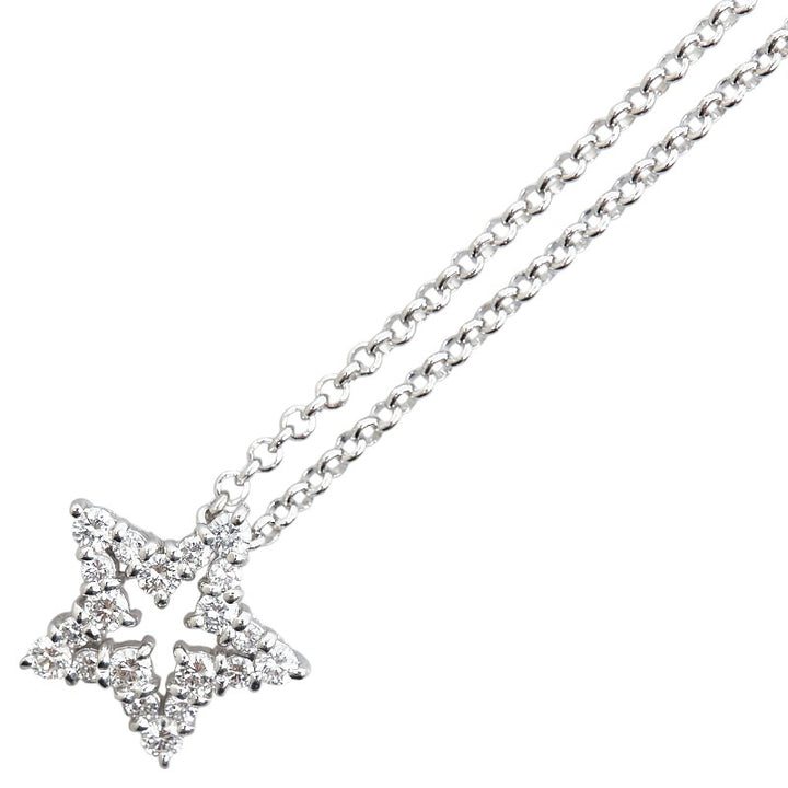 K18WG White Gold Diamond Star Necklace in Great Condition