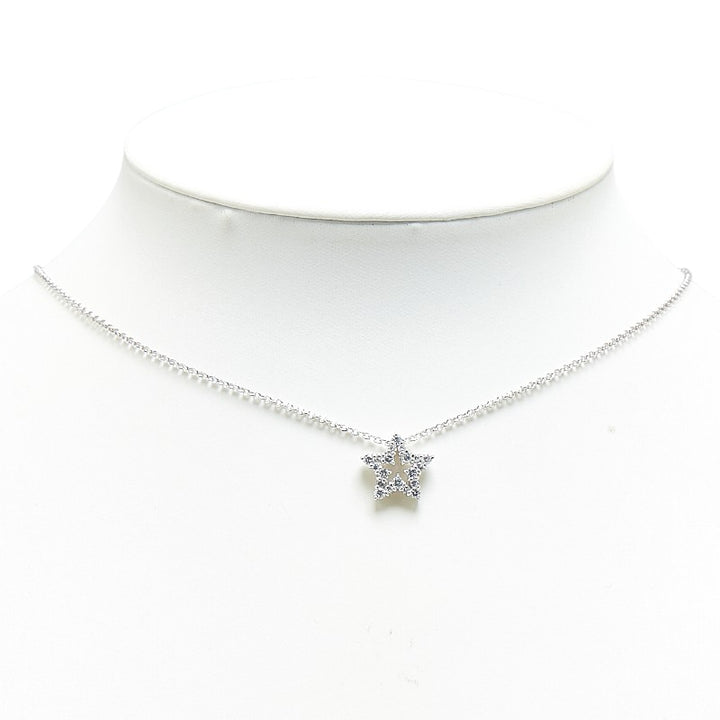 K18WG White Gold Diamond Star Necklace in Great Condition