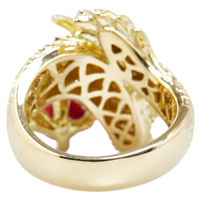 K18YG Yellow Gold Red Coral Dragon Ring