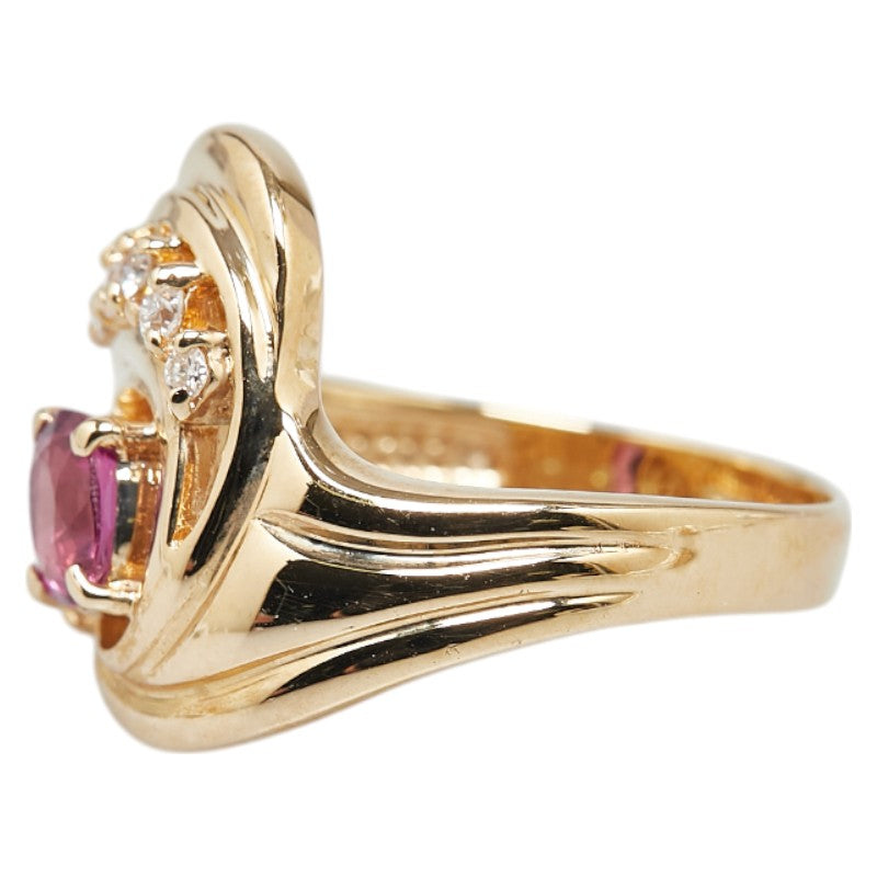 K18YG Yellow Gold Ruby 0.50ct Diamond 0.13ct Ring