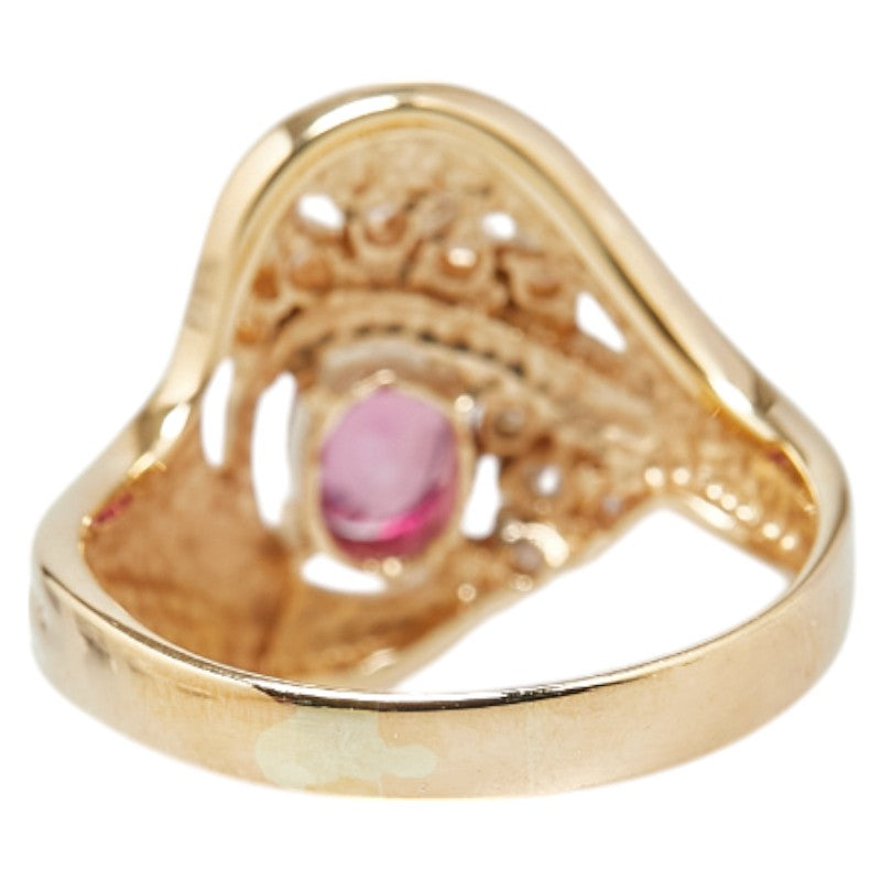 K18YG Yellow Gold Ruby 0.50ct Diamond 0.13ct Ring