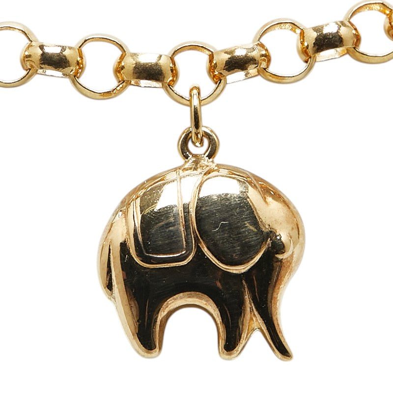 K18YG Yellow Gold Elephant Charm Necklace