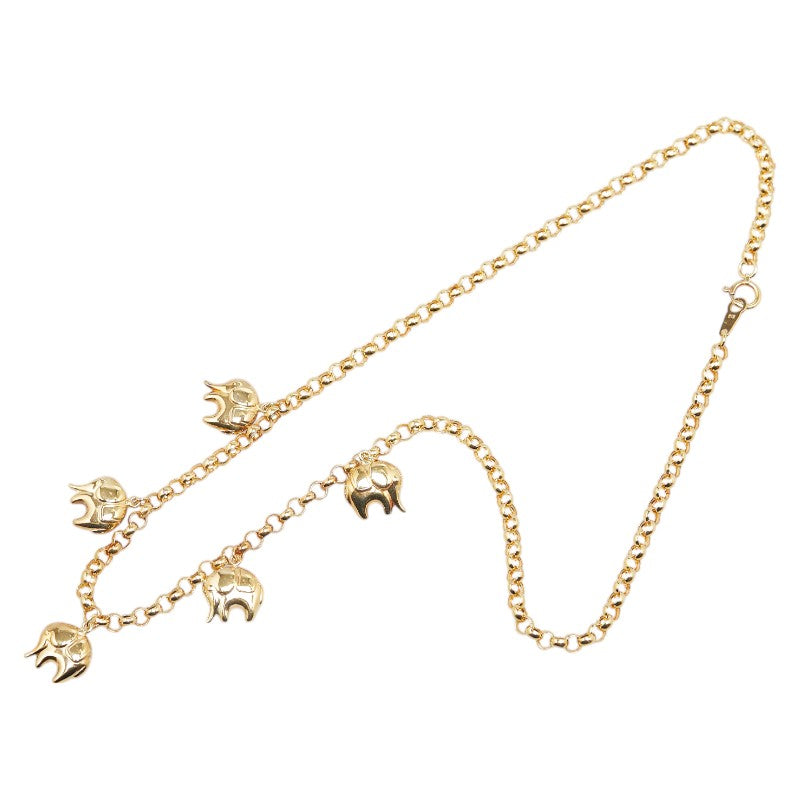 K18YG Yellow Gold Elephant Charm Necklace