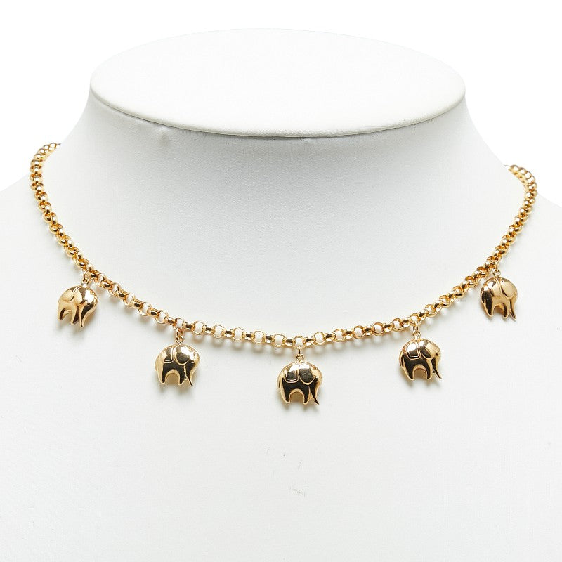 K18YG Yellow Gold Elephant Charm Necklace