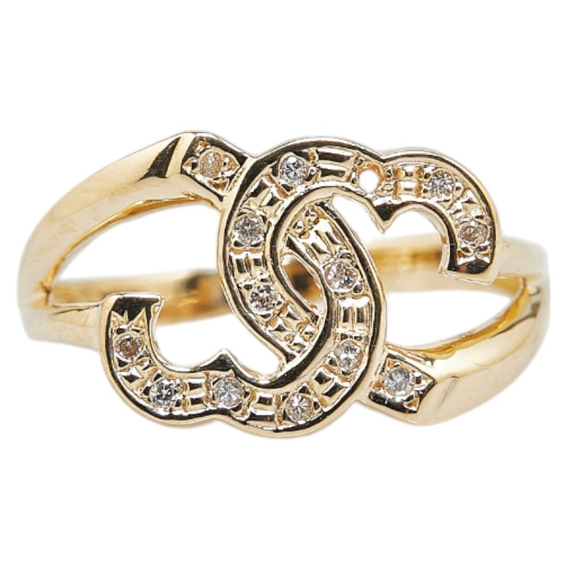 K18YG Yellow Gold Diamond Cross Heart Ring