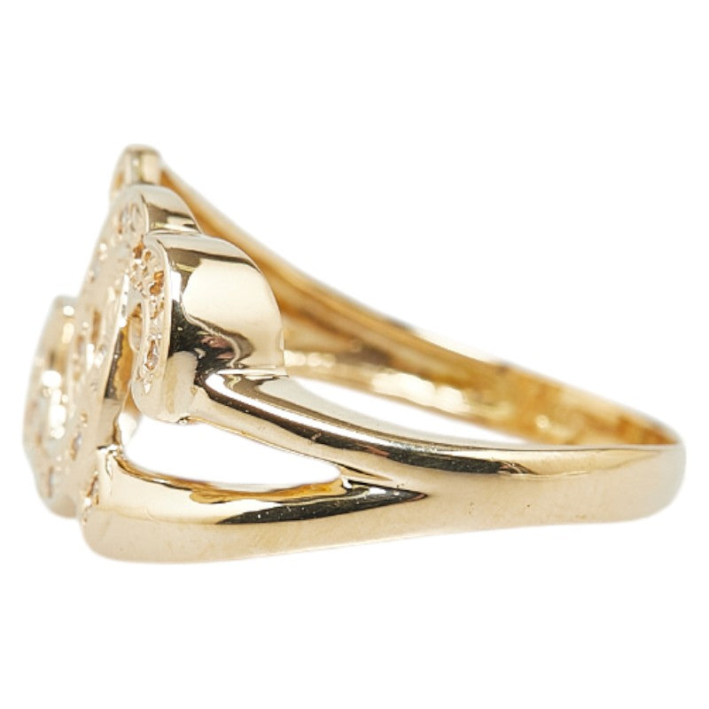 K18YG Yellow Gold Diamond Cross Heart Ring