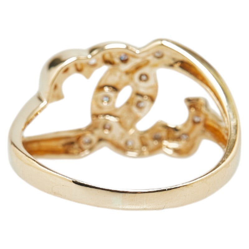 K18YG Yellow Gold Diamond Cross Heart Ring