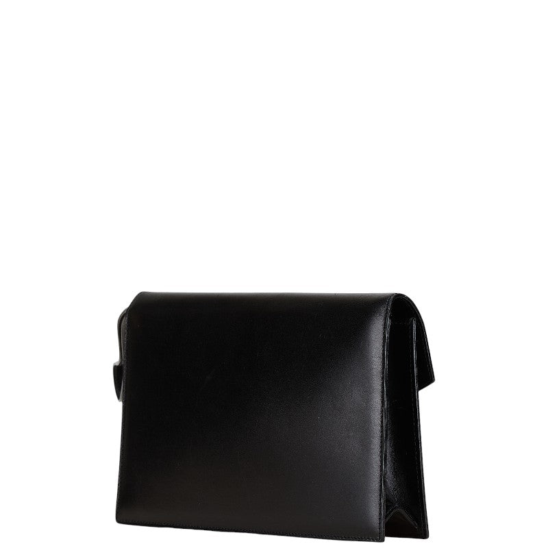 Fendi Leather Clutch Bag Black Silver