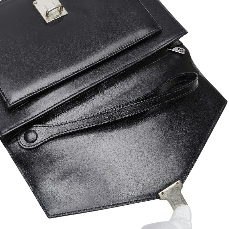 Fendi Leather Clutch Bag Black Silver