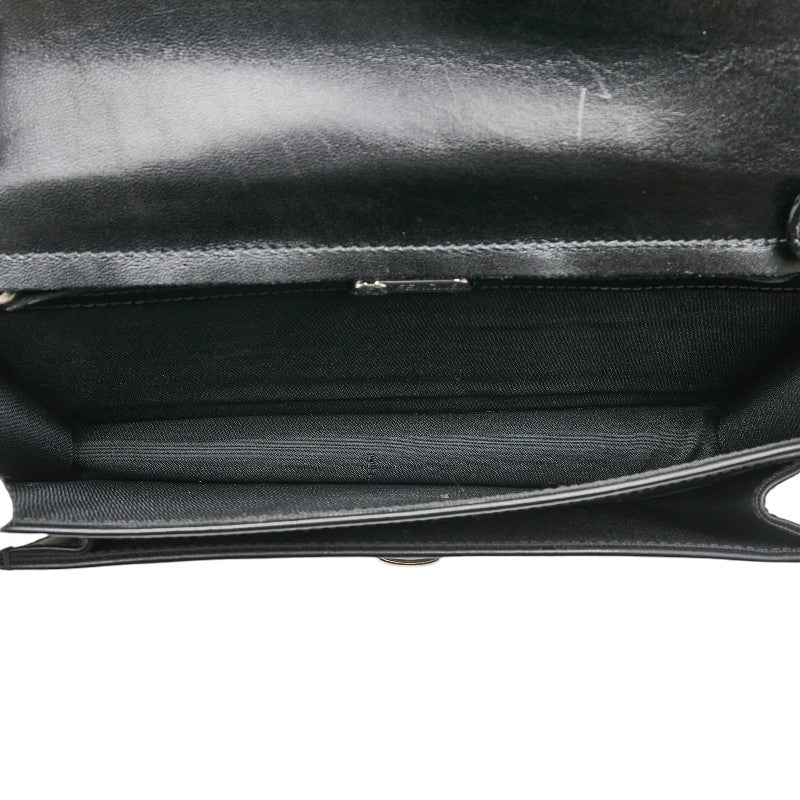 Fendi Leather Clutch Bag Black Silver