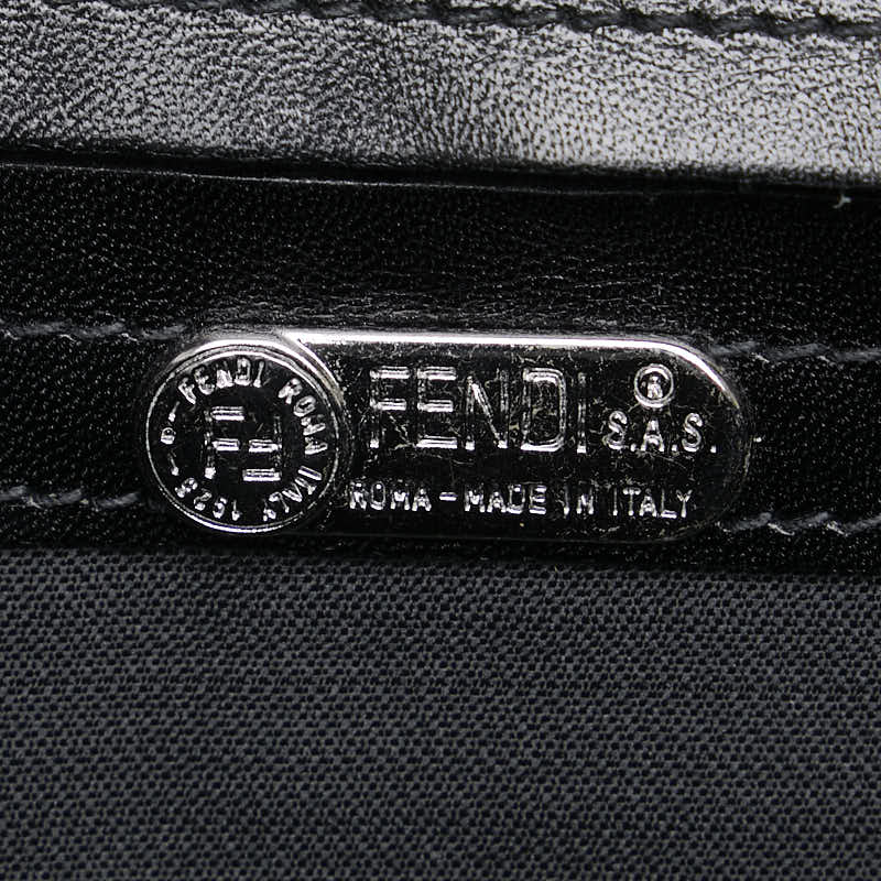 Fendi Leather Clutch Bag Black Silver