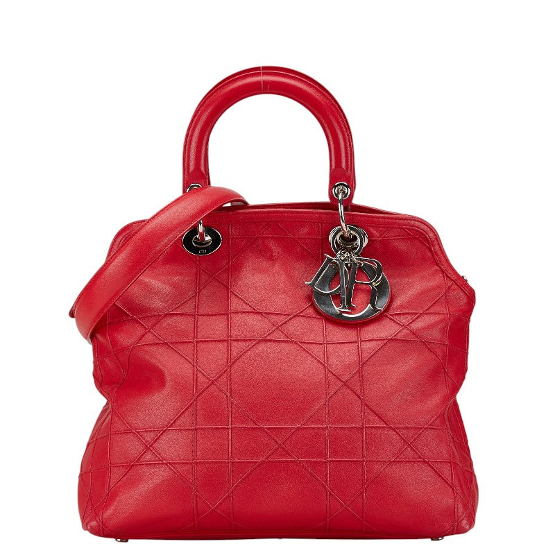 Dior Granville Cannage Leather Handbag Red