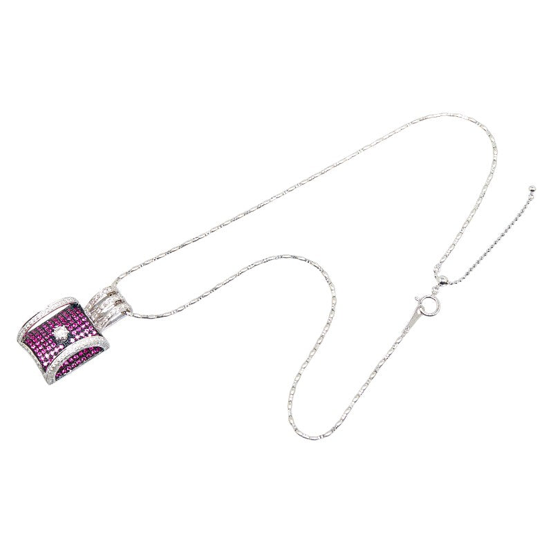 K18WG White Gold Diamond Ruby Pendant Necklace