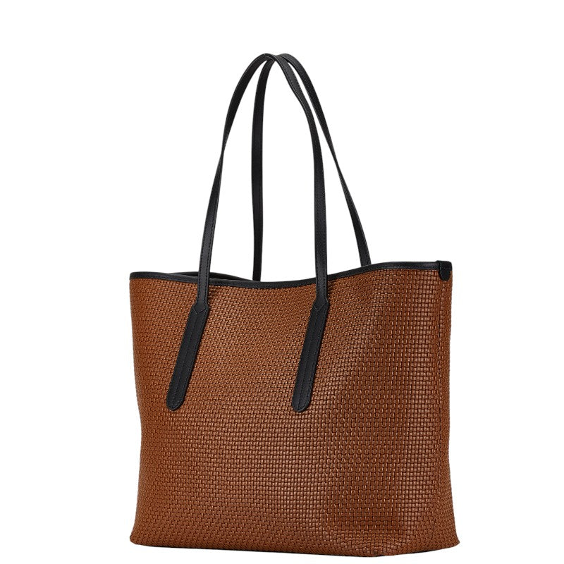 Furla Ariana Woven Tote Bag Brown Black PVC Leather