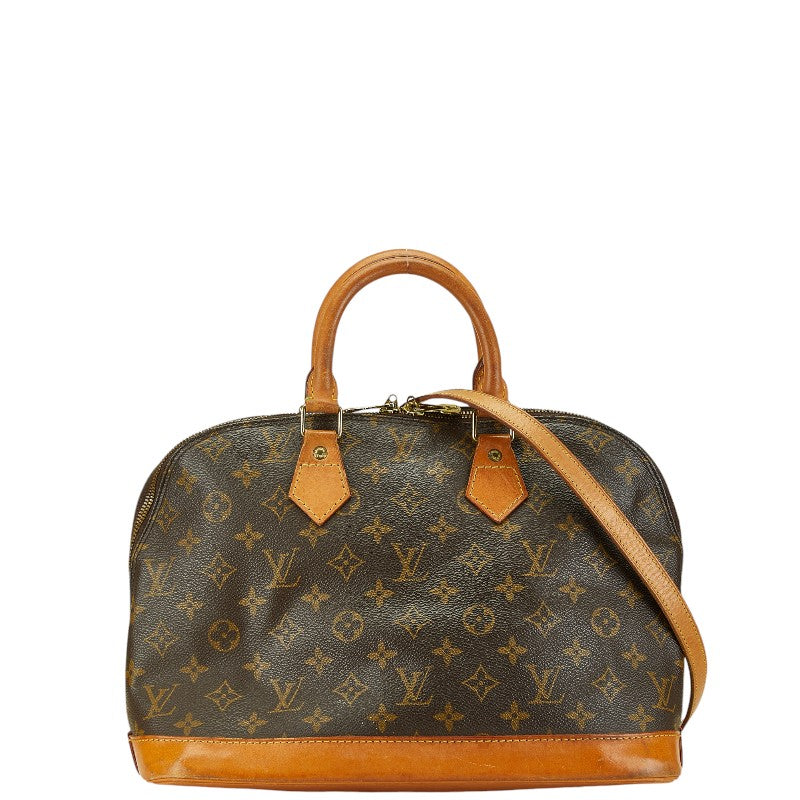 Louis Vuitton Alma Handbag Brown PVC Leather