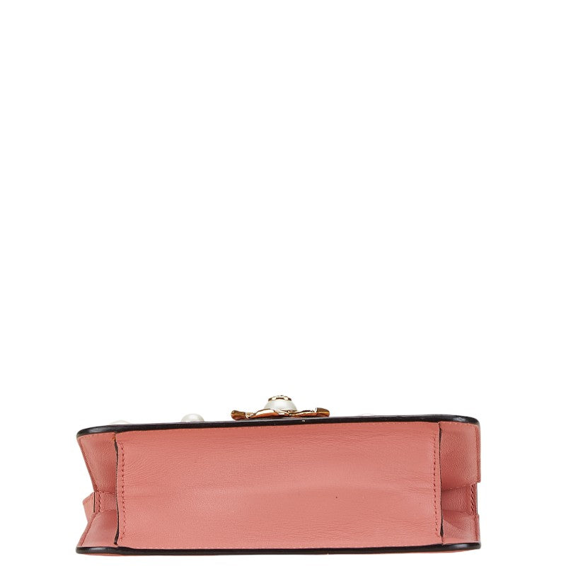 Gucci Pink Leather Shoulder Bag with Faux Pearls