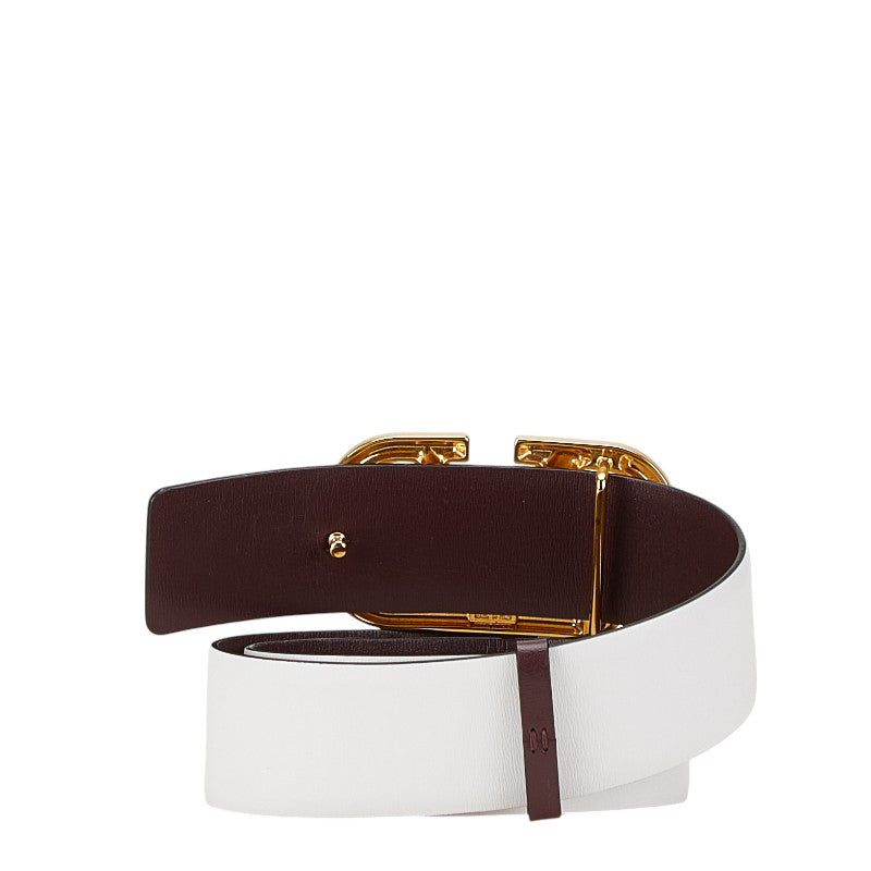 Valentino Leather Logo Belt White