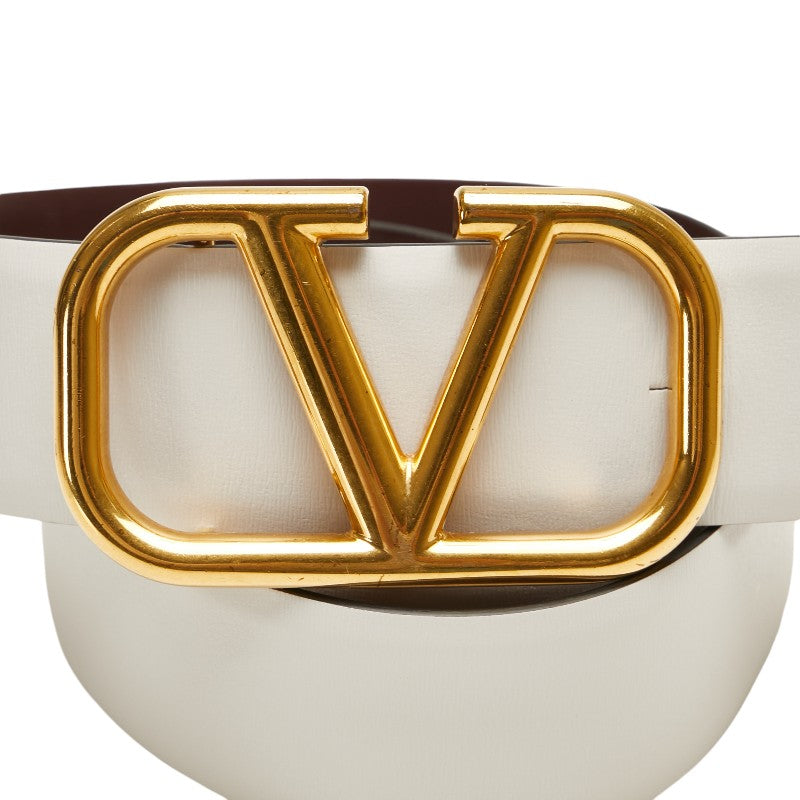 Valentino Leather Logo Belt White