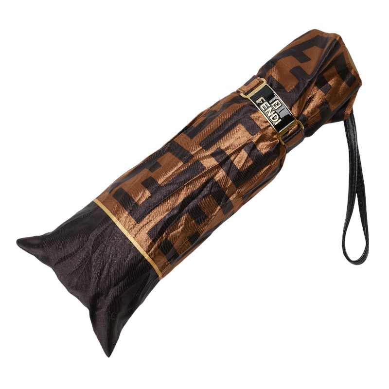 Fendi Nylon Zucca Folding Umbrella Brown Black